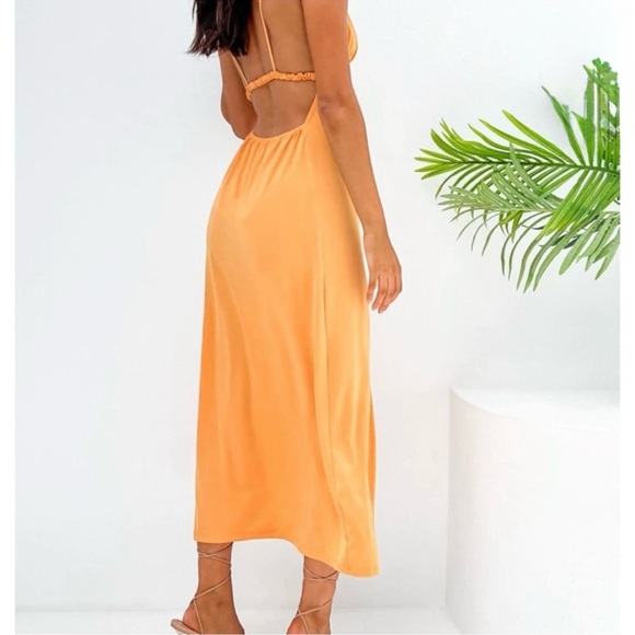 Slide Show Kiera Orange Midi Slip Dress - M (AU-10) - Picture 3 of 10